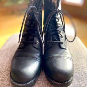 UGG Kilmer Black Leather Lace-Up Boots Size 10